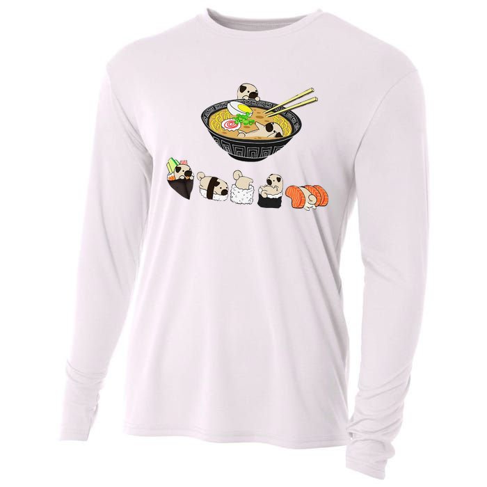 Funny Pug Sushi Ra Bowl Cute Japanese Kawaii Dog Lovers Cooling Performance Long Sleeve Crew