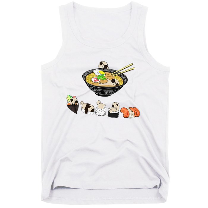 Funny Pug Sushi Ra Bowl Cute Japanese Kawaii Dog Lovers Tank Top