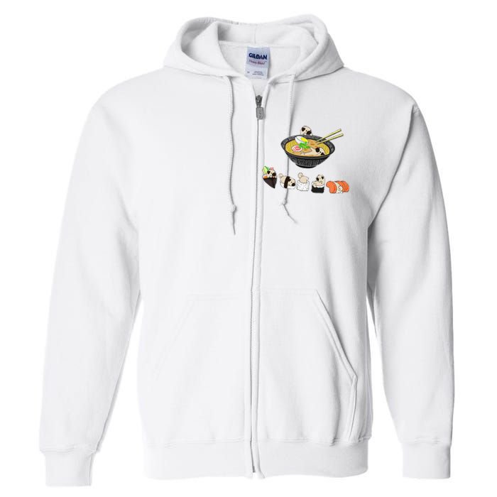 Funny Pug Sushi Ra Bowl Cute Japanese Kawaii Dog Lovers Full Zip Hoodie