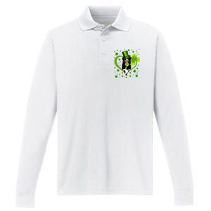 Funny Puppy Shamrock Bernese Mountain Dog St Patricks Day Premium Performance Long Sleeve Polo