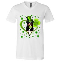 Funny Puppy Shamrock Bernese Mountain Dog St Patricks Day Premium V-Neck T-Shirt