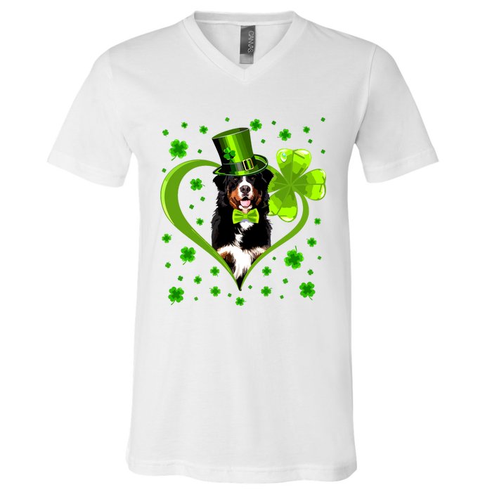 Funny Puppy Shamrock Bernese Mountain Dog St Patricks Day Premium V-Neck T-Shirt