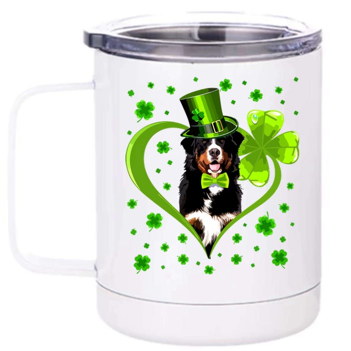 Funny Puppy Shamrock Bernese Mountain Dog St Patricks Day Premium 12 oz Stainless Steel Tumbler Cup