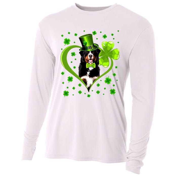 Funny Puppy Shamrock Bernese Mountain Dog St Patricks Day Premium Cooling Performance Long Sleeve Crew