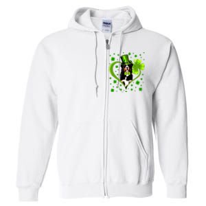 Funny Puppy Shamrock Bernese Mountain Dog St Patricks Day Premium Full Zip Hoodie