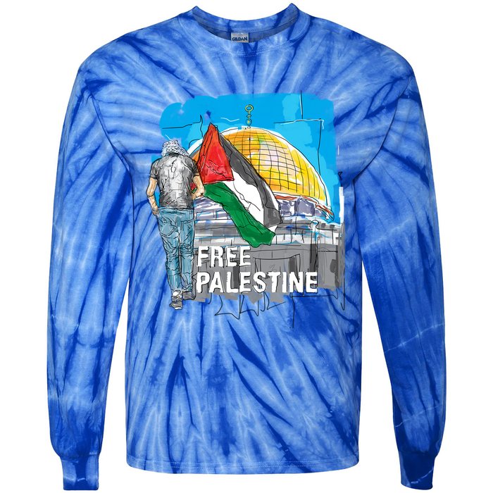 Free Palestine Save Gaza Gift Tie-Dye Long Sleeve Shirt