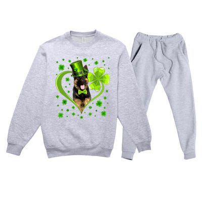 Funny Puppy Shamrock German Shepherd Dog St Patricks Day Premium Crewneck Sweatsuit Set