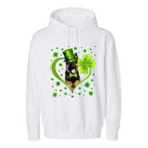 Funny Puppy Shamrock German Shepherd Dog St Patricks Day Garment-Dyed Fleece Hoodie