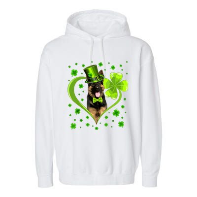 Funny Puppy Shamrock German Shepherd Dog St Patricks Day Garment-Dyed Fleece Hoodie