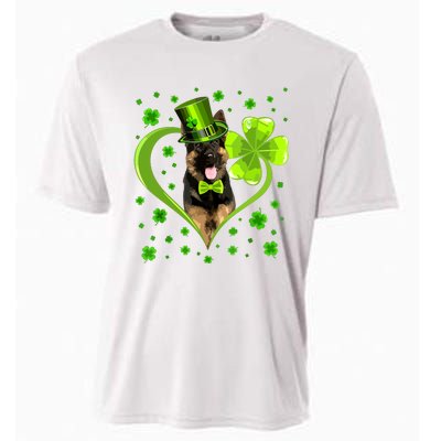 Funny Puppy Shamrock German Shepherd Dog St Patricks Day Cooling Performance Crew T-Shirt