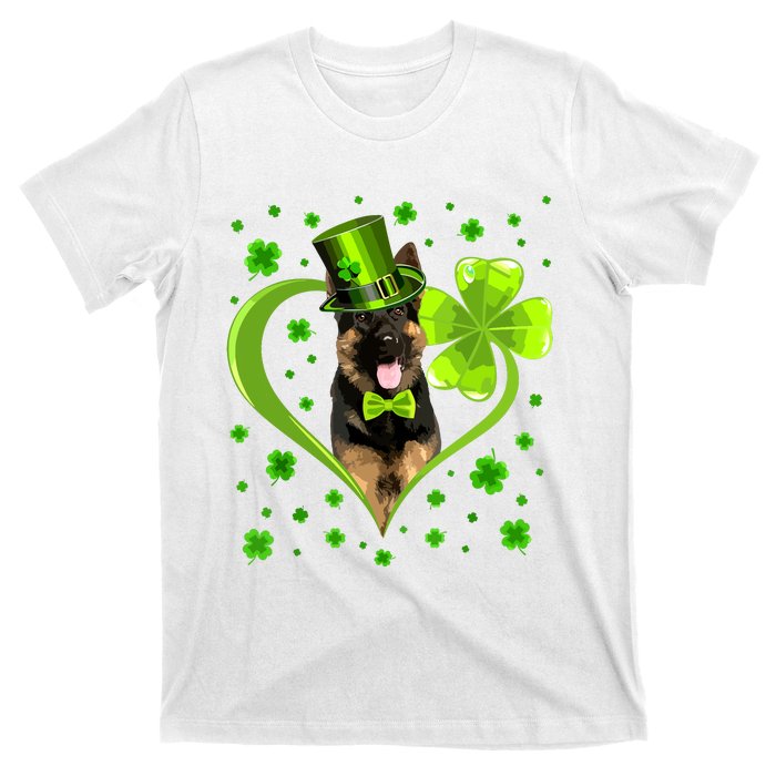 Funny Puppy Shamrock German Shepherd Dog St Patricks Day T-Shirt