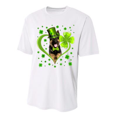 Funny Puppy Shamrock German Shepherd Dog St Patricks Day Performance Sprint T-Shirt