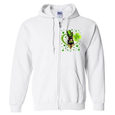 Funny Puppy Shamrock German Shepherd Dog St Patricks Day Full Zip Hoodie