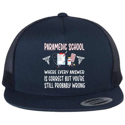 Funny Paramedic School Future Emt Student Emt School Gift Flat Bill Trucker Hat