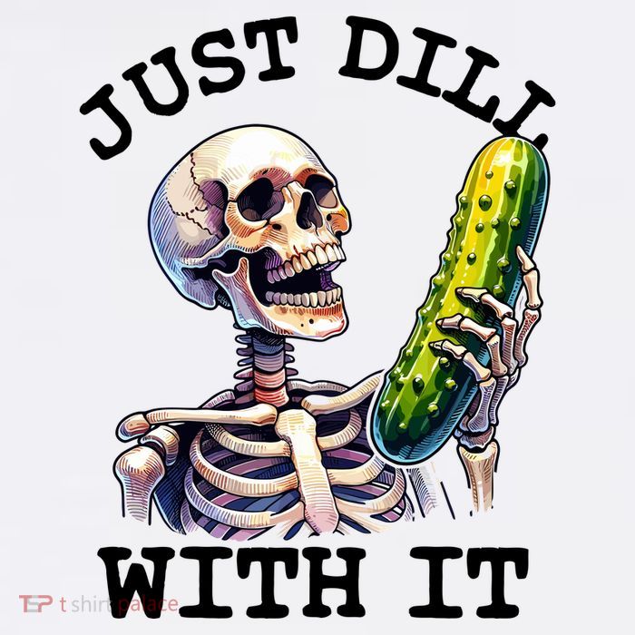 Funny Pickle Skeleton Just Dill With It For Halloween Fun Hoodie