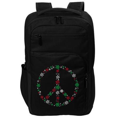 Festive Peace Sign Snowflakes Christmas Decor for a Fun Holiday Season Impact Tech Backpack