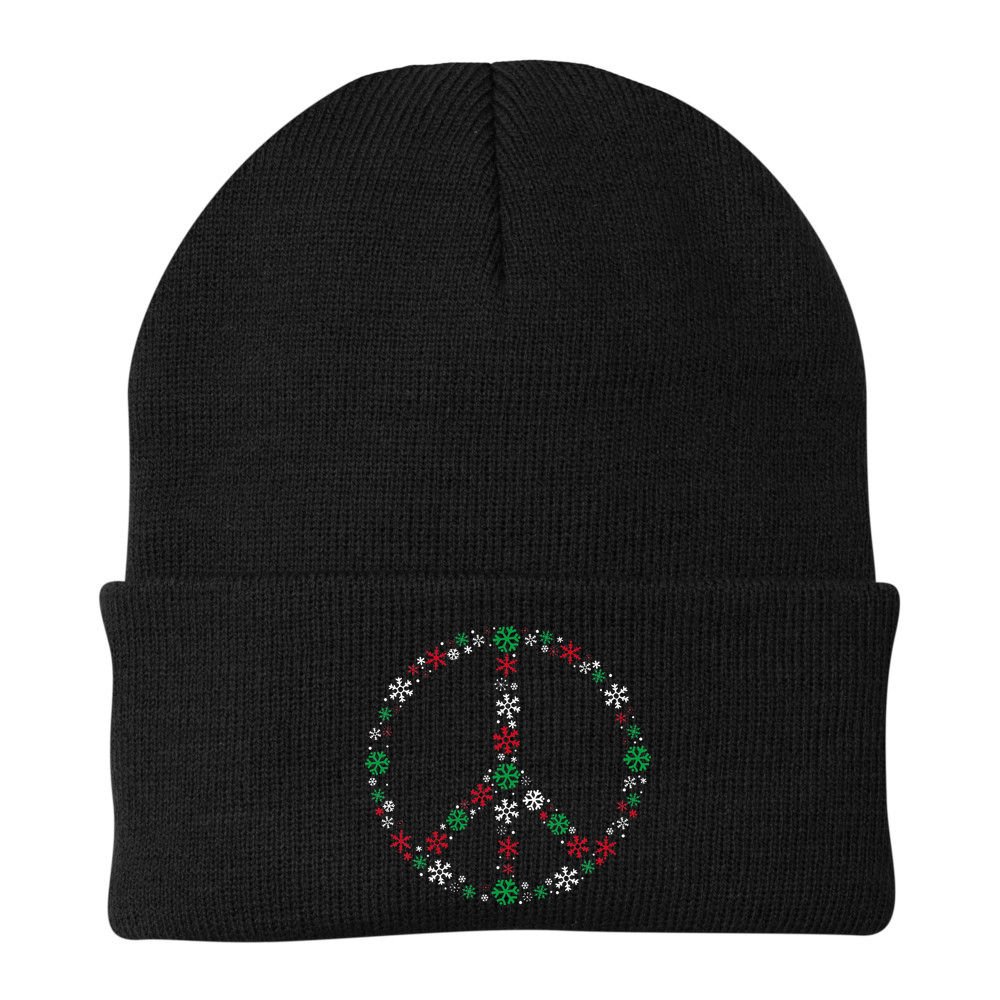 Festive Peace Sign Snowflakes Christmas Decor for a Fun Holiday Season Beanie