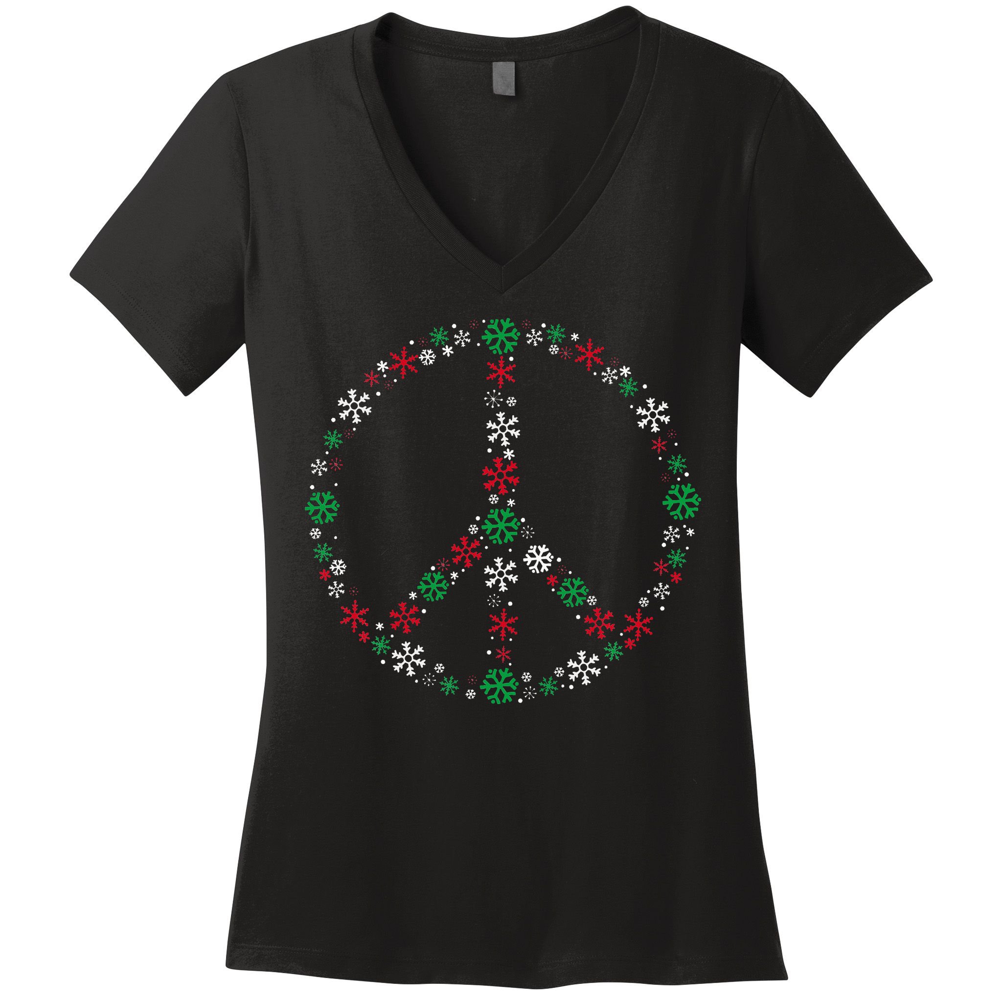 Festive Peace Sign Snowflakes Christmas Decor for a Fun Holiday Season Women's V-Neck T-Shirt