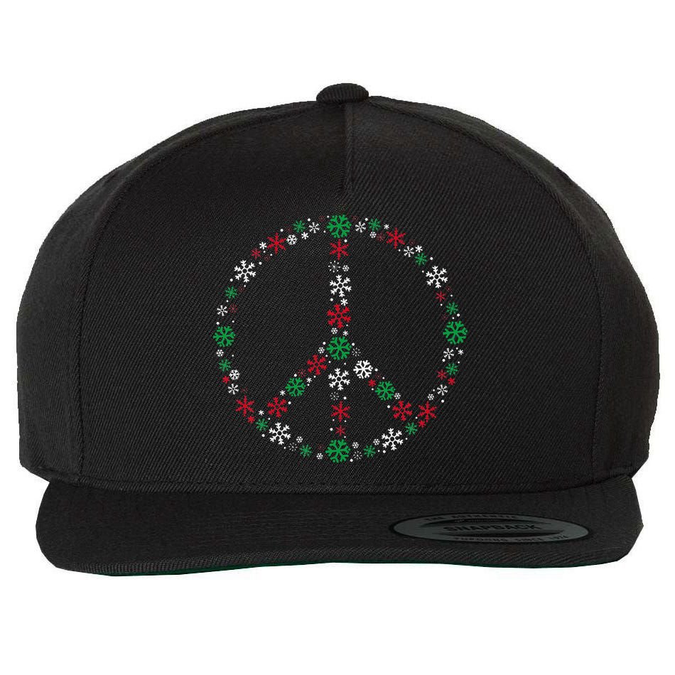 Festive Peace Sign Snowflakes Christmas Decor for a Fun Holiday Season Wool Snapback Cap