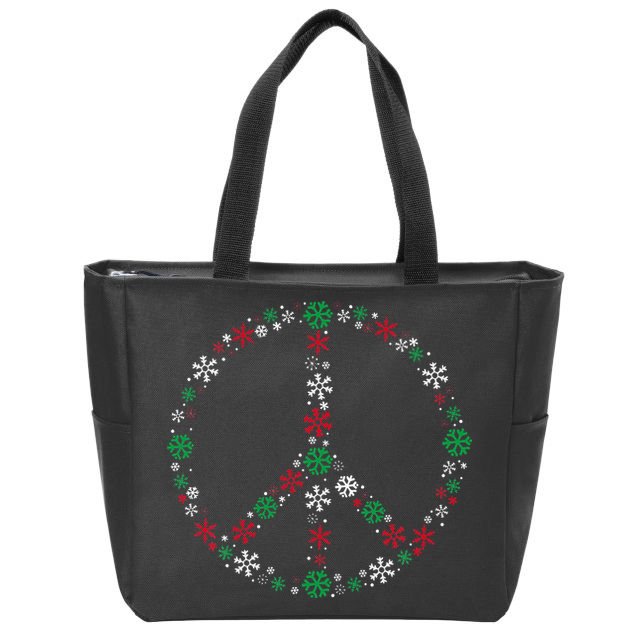 Festive Peace Sign Snowflakes Christmas Decor for a Fun Holiday Season Zip Tote Bag
