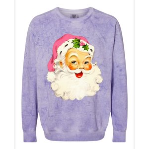 Festive Pink Santa Claus Christmas Pajamas Colorblast Crewneck Sweatshirt