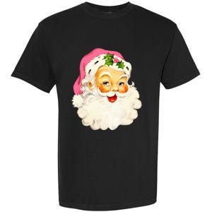 Festive Pink Santa Claus Christmas Pajamas Garment-Dyed Heavyweight T-Shirt