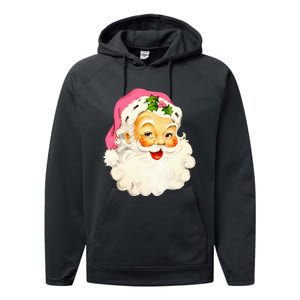 Festive Pink Santa Claus Christmas Pajamas Performance Fleece Hoodie