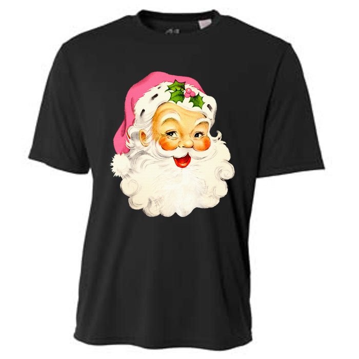 Festive Pink Santa Claus Christmas Pajamas Cooling Performance Crew T-Shirt