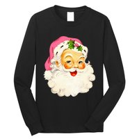 Festive Pink Santa Claus Christmas Pajamas Long Sleeve Shirt