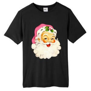 Festive Pink Santa Claus Christmas Pajamas Tall Fusion ChromaSoft Performance T-Shirt