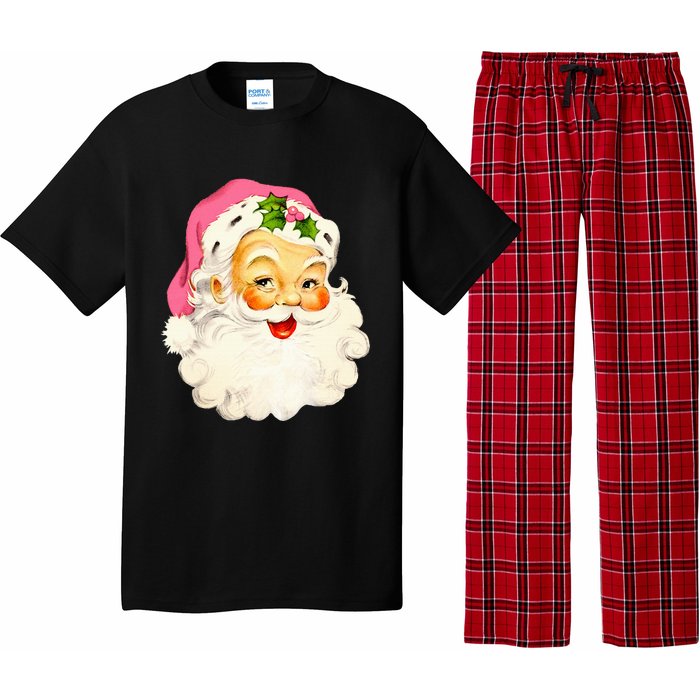 Festive Pink Santa Claus Christmas Pajamas Pajama Set