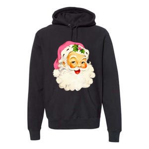 Festive Pink Santa Claus Christmas Pajamas Premium Hoodie