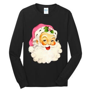 Festive Pink Santa Claus Christmas Pajamas Tall Long Sleeve T-Shirt