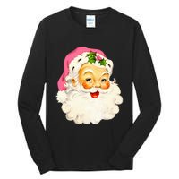 Festive Pink Santa Claus Christmas Pajamas Tall Long Sleeve T-Shirt