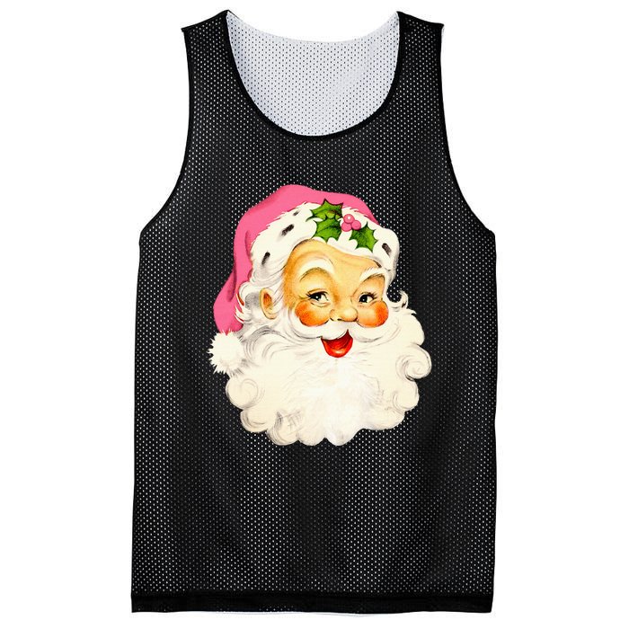 Festive Pink Santa Claus Christmas Pajamas Mesh Reversible Basketball Jersey Tank