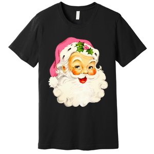 Festive Pink Santa Claus Christmas Pajamas Premium T-Shirt