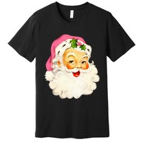 Festive Pink Santa Claus Christmas Pajamas Premium T-Shirt