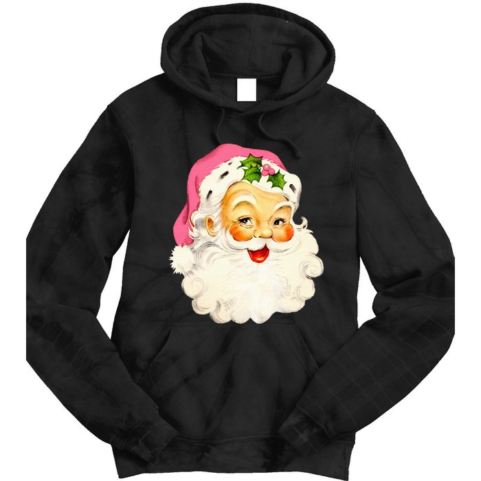 Festive Pink Santa Claus Christmas Pajamas Tie Dye Hoodie