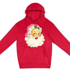 Festive Pink Santa Claus Christmas Pajamas Premium Pullover Hoodie