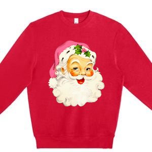 Festive Pink Santa Claus Christmas Pajamas Premium Crewneck Sweatshirt