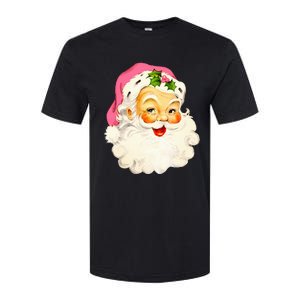 Festive Pink Santa Claus Christmas Pajamas Softstyle CVC T-Shirt