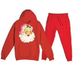 Festive Pink Santa Claus Christmas Pajamas Premium Hooded Sweatsuit Set