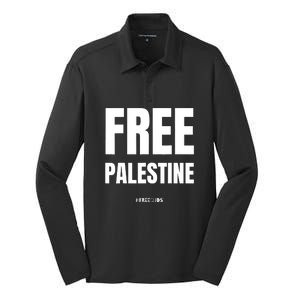 Free Palestine Support Palestine People Silk Touch Performance Long Sleeve Polo