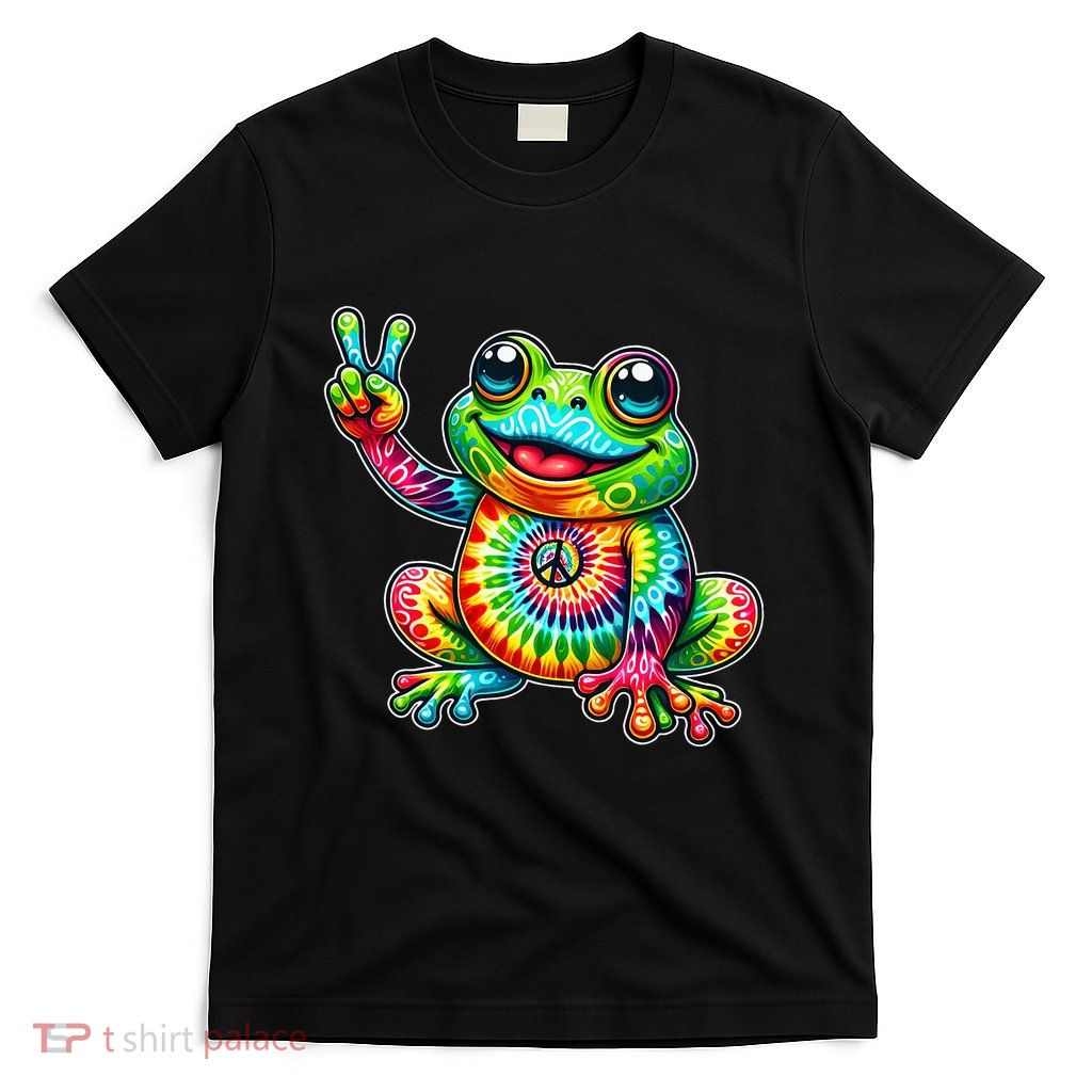 Frog Peace Sign Tie Dye Hippie T-Shirt