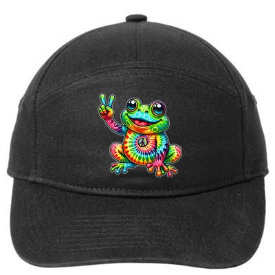 Frog Peace Sign Tie Dye Hippie 7-Panel Snapback Hat