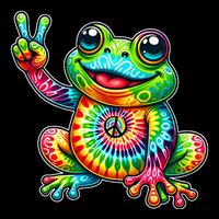 Frog Peace Sign Tie Dye Hippie Bucket Hat