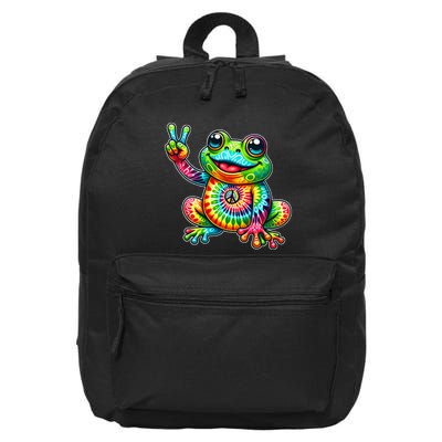 Frog Peace Sign Tie Dye Hippie 16 in Basic Backpack