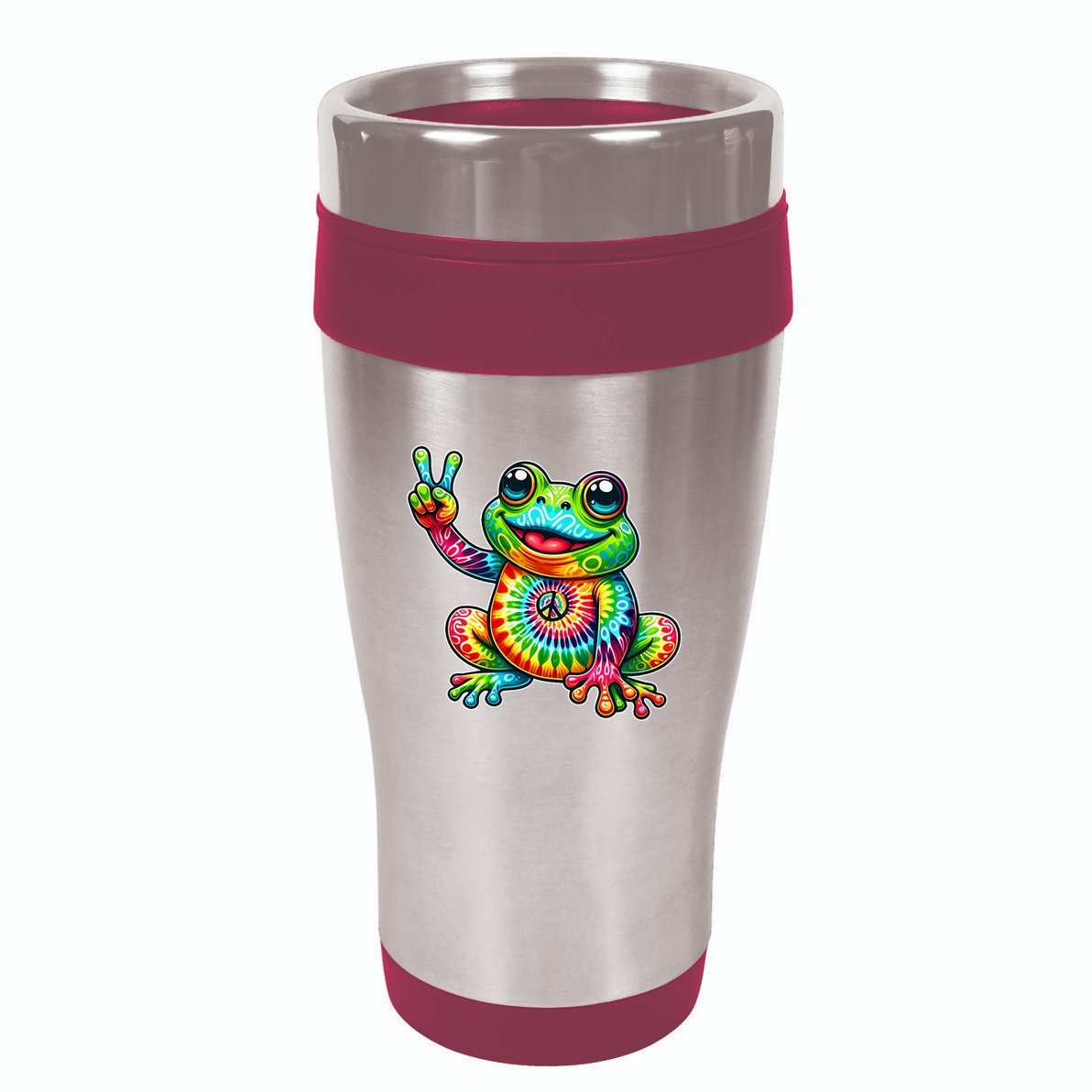 Frog Peace Sign Tie Dye Hippie 16oz Travel Tumbler