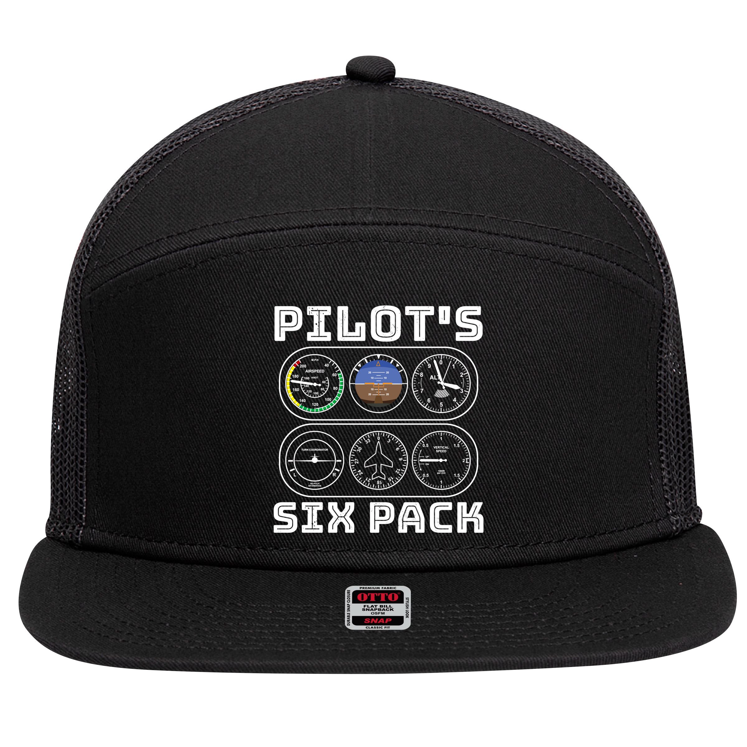 Fun Pilots Sixpack Flight Instruts Six Pack Great Gift 7 Panel Mesh Trucker Snapback Hat