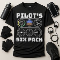 Fun Pilots Sixpack Flight Instruts Six Pack Great Gift Cooling Performance Crew T-Shirt